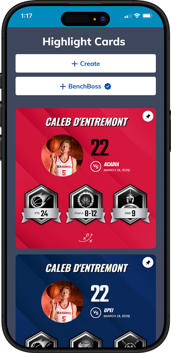 iphone-pro_highlight-cards MacBook featuring player profile page